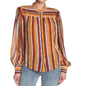 Striped SILK Long Sleeve Blouse